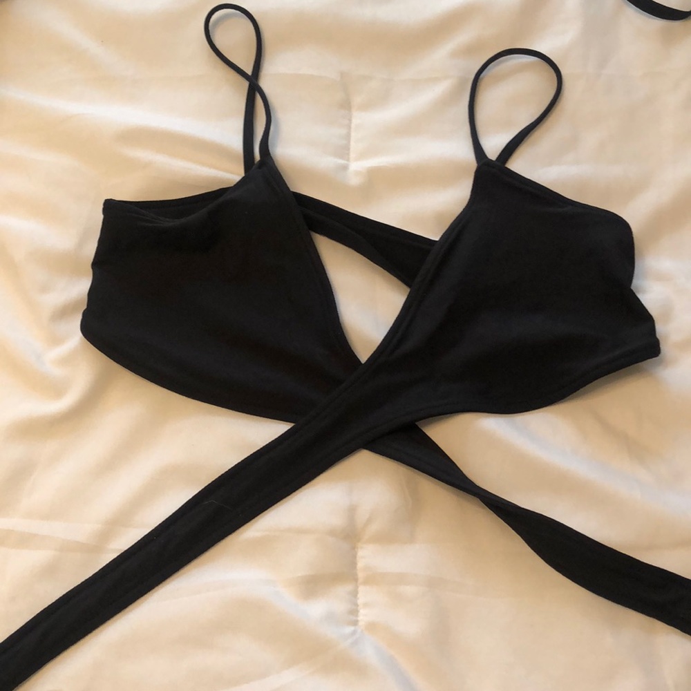 L*Space Black Wrap Bikini Top